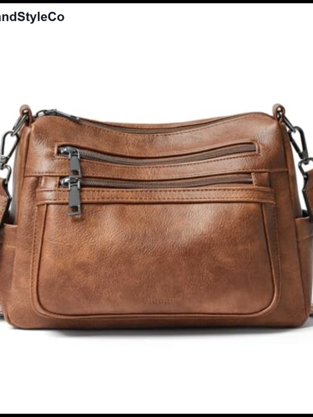 Large Faux Leather Crossbody Bag Vegan Leather Multi Pocket Shoulder Purse